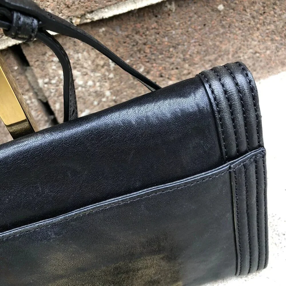 MICHAEL KORS Fulton Bombe Crossbody Purse Convertible Clutch Leather Bag Black‌